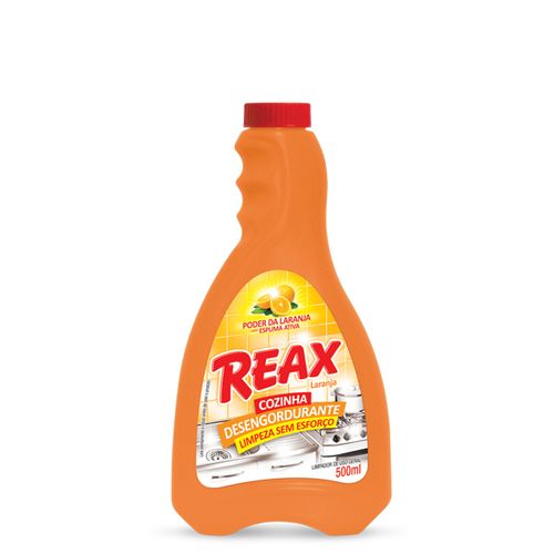 Limpador desengordurante para cozinha REAX extrato de laranja refil 500ml