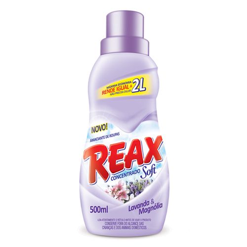 Amaciante de roupas concentrado REAX soft lavanda & magnólia 500ml