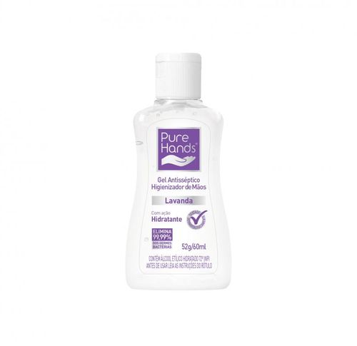 Álcool em Gel Antisséptico para as mãos Pure Hands Lavanda 60ml