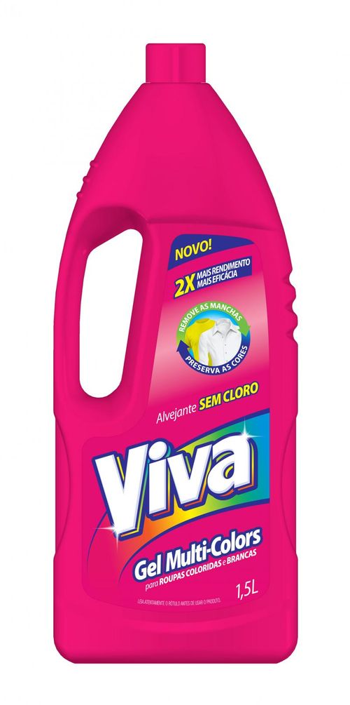 Alvejante Multiuso Gel sem Cloro VIVA Multicolors 1,5 Litros