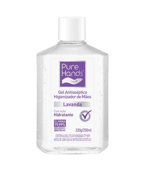 Álcool em Gel Antisséptico para as mãos Pure Hands Lavanda 250ml