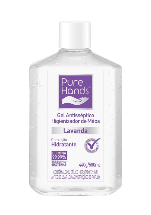 Álcool em Gel Antisséptico para as mãos Pure Hands Lavanda 500ml