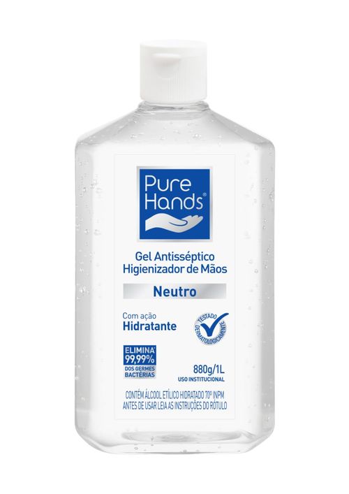 Álcool em Gel Antisséptico para as mãos Pure Hands Neutro 1 Litro